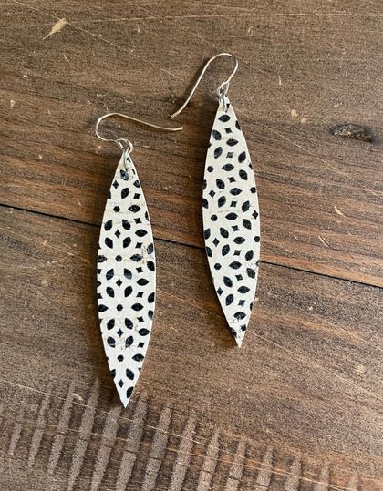Marquis Mosaic Leather Earrings 